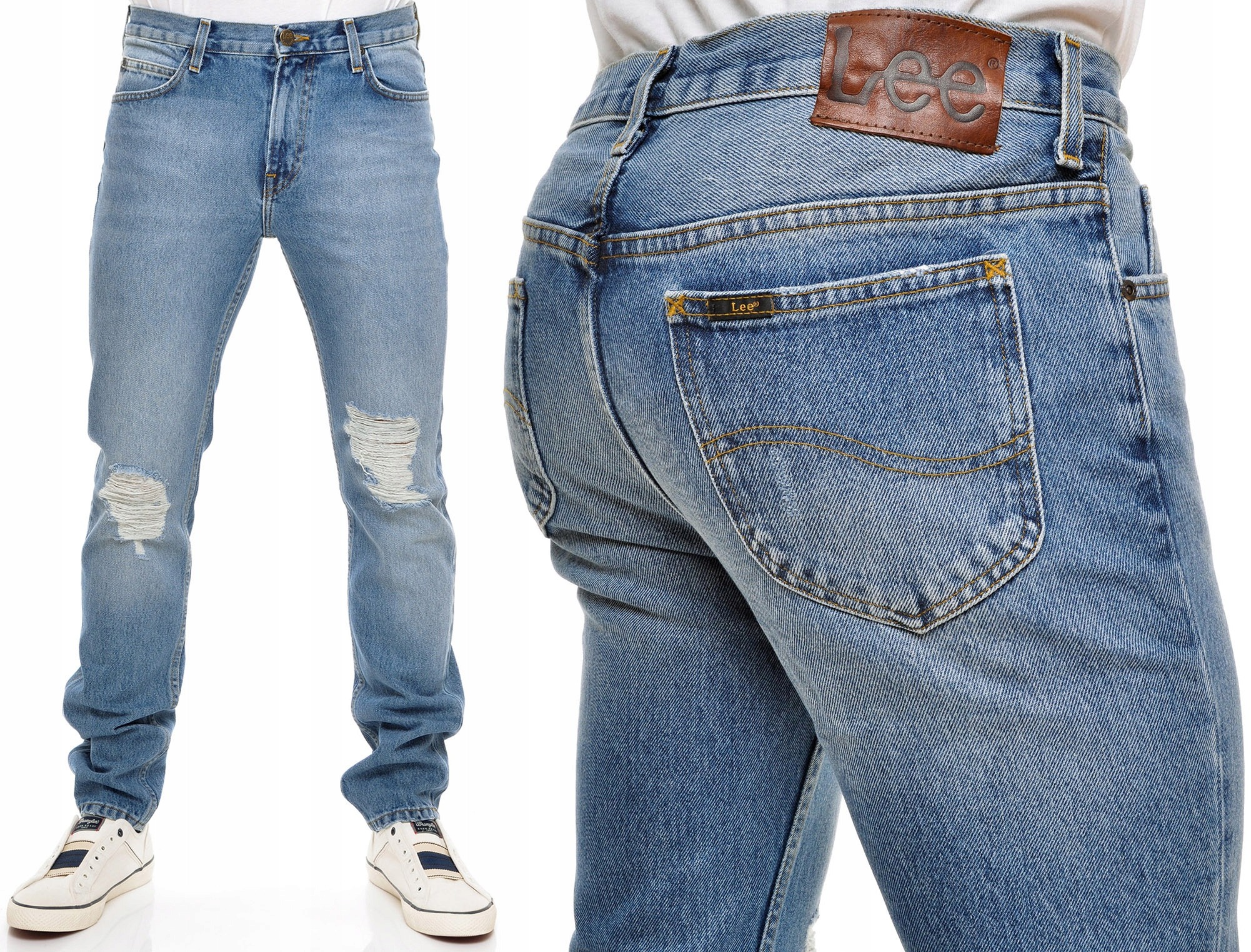 LEE spodnie SLIM regular BLUE jeans RIDER